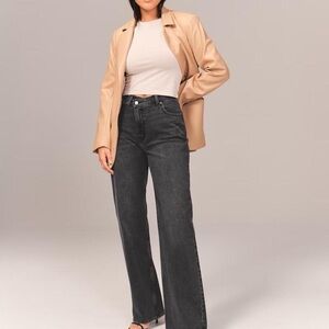 Abercrombie & Fitch The 90s Relaxed Jean High Rise CrissCross Waist Dark Gray 23